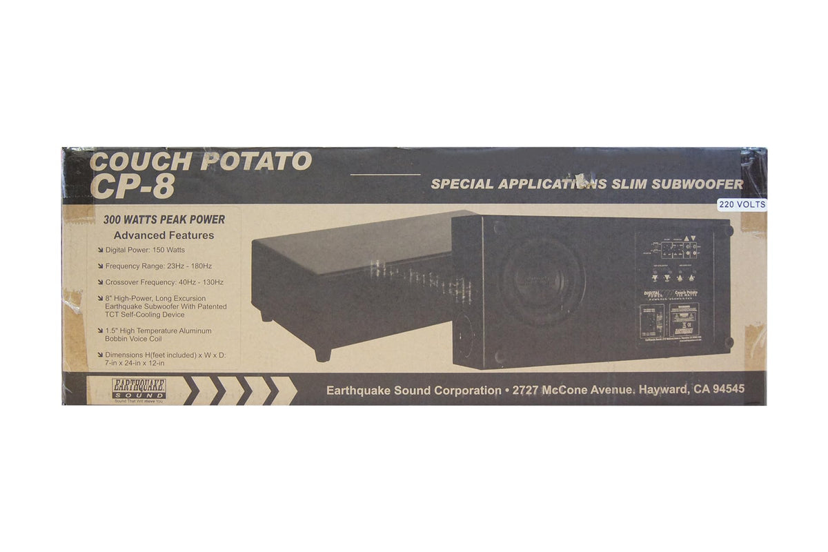 Earthquake CP-8 slim side profile fits discreet home theater setups