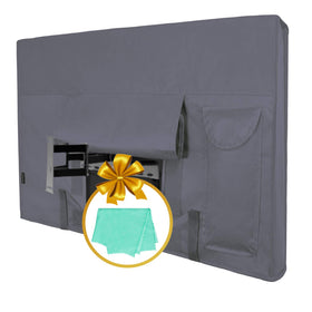 Easy-Going front view of cover protecting TV, shows complete coverage benefit