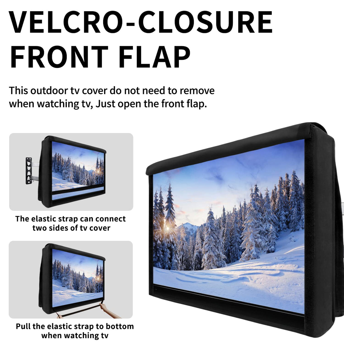 Easy-Going cover on patio TV in natural setting protecting equipment outdoors