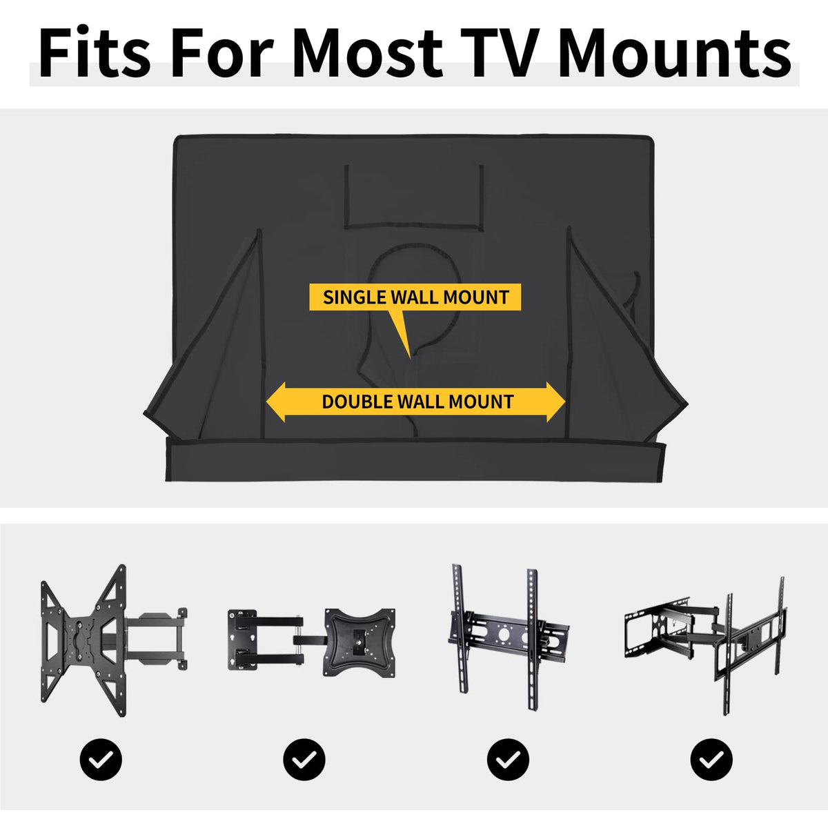Easy-Going cover on mounted TV in patio setting protecting from rain and sun