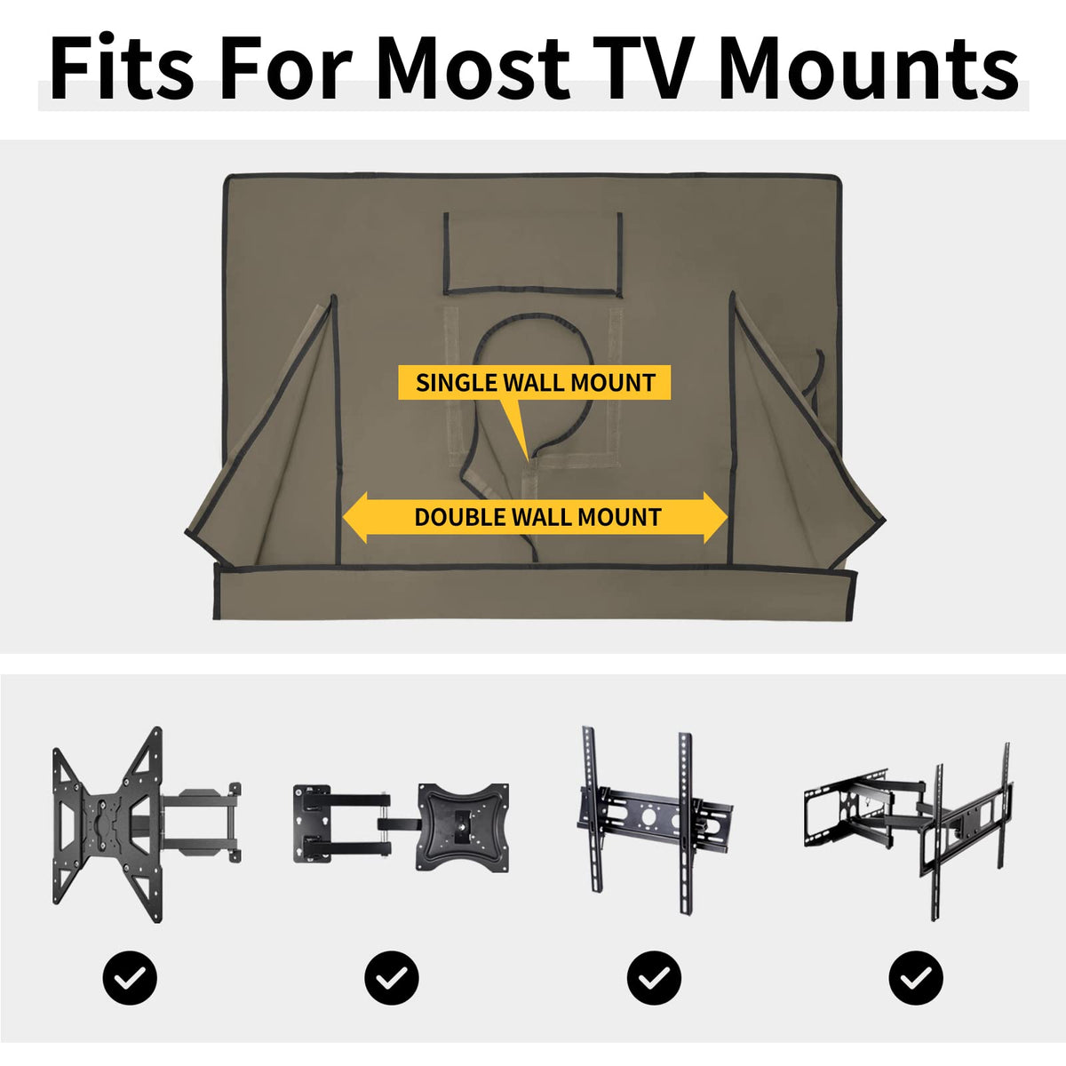 Easy-Going covered TV mounted outdoors showing mount compatibility
