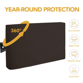 Easy-Going TV cover demonstrates seamless waterproof top for all-weather protection.