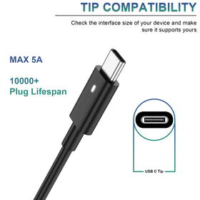 Easy Style 130W USB-C Dell charger side view showing slim profile.
