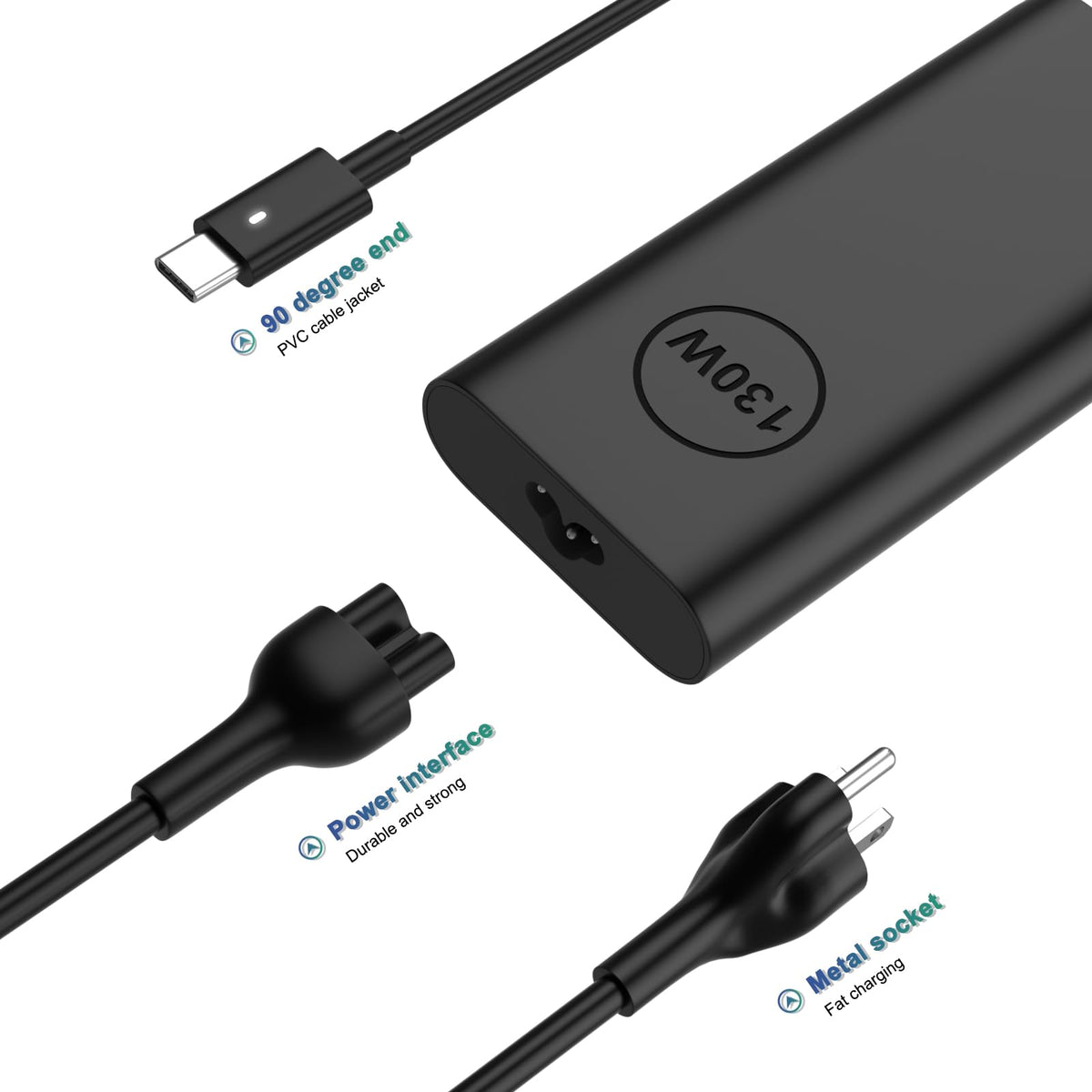 Easy Style Dell charger in travel-ready compact form for on-the-go use.