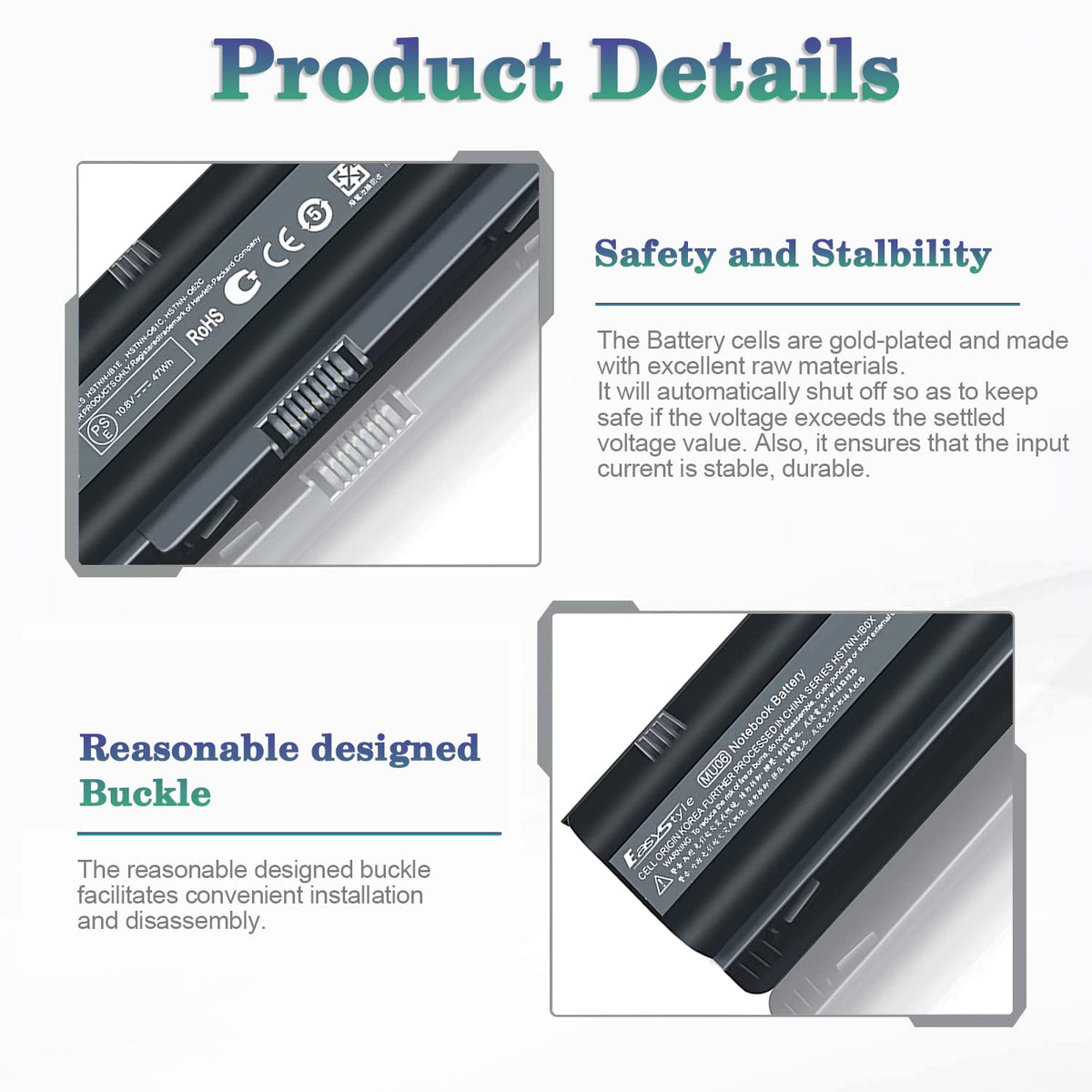 Easy Style J1KND 11.1V 48Wh Dell laptop battery for Inspiron N5010, longer sessions