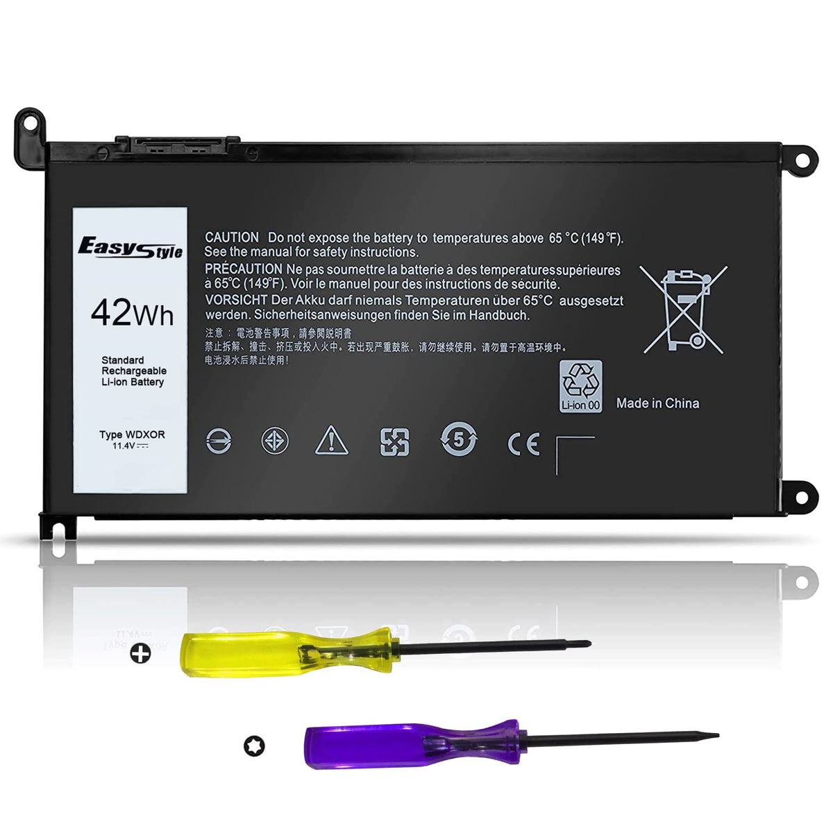 Easy Style WDX0R battery for Dell Inspiron 5579, front view, reliable replacement power.