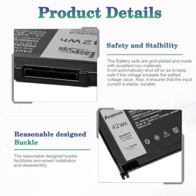 Easy Style WDX0R battery for Dell Inspiron 7368, rear angle, dependable long-lasting power.