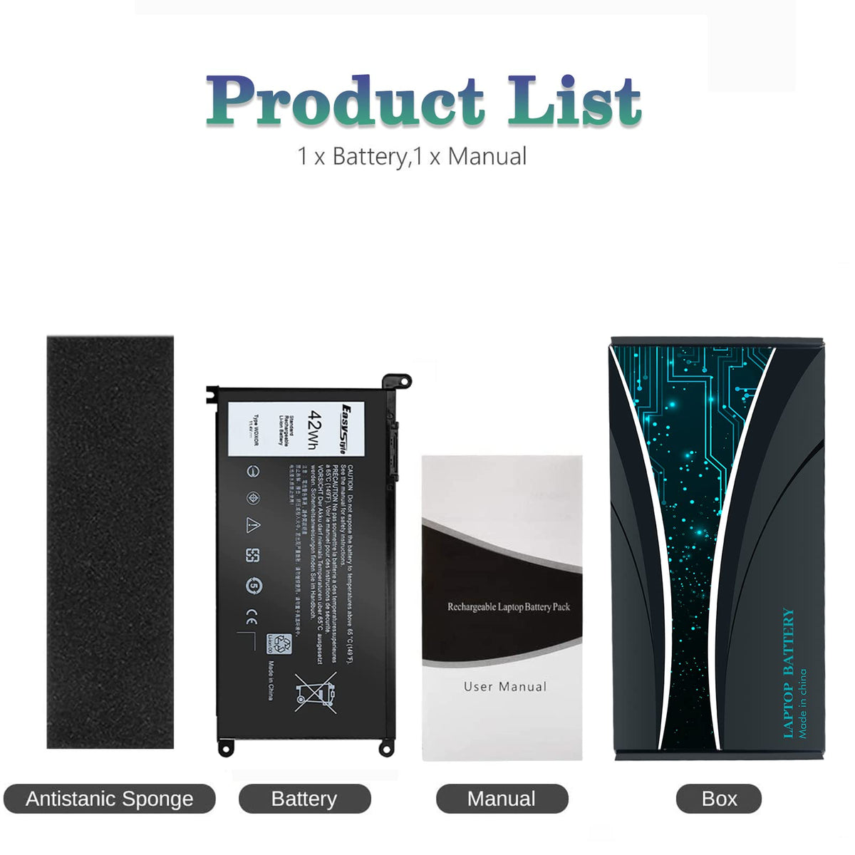 Easy Style WDX0R battery for Dell Latitude 3189, close-up, reliable power for everyday tasks.