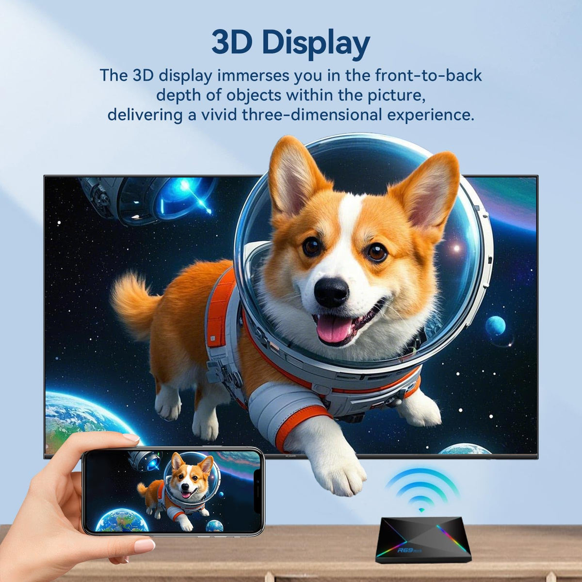 EASYTONE living room setup with TV conveying immersive 4K HDR entertainment experience