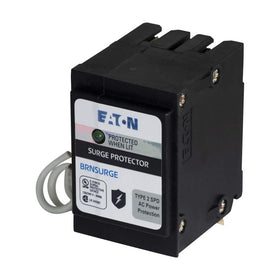 Eaton BRNSURGE front panel view showing compact two-pole design for easy retrofit and protection