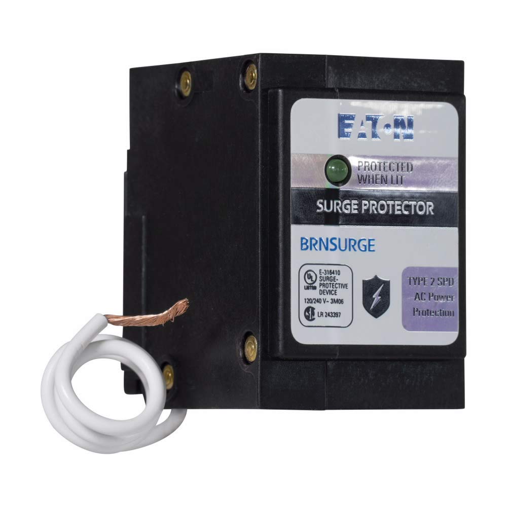 Eaton BRNSURGE installed in a residential electrical panel protecting multiple circuits efficiently