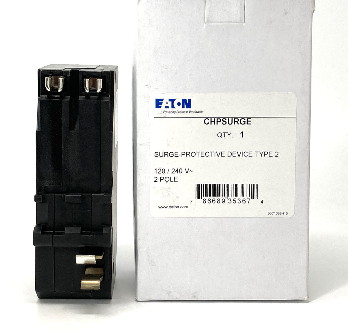 Eaton CHPSURGE mounted in electrical panel demonstrating compact space-saving protection