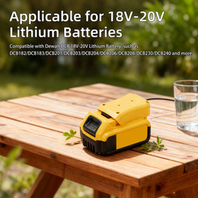 EAZUSE Starlink Mini adapter demonstrates DeWalt 18V battery connection for versatile energy.