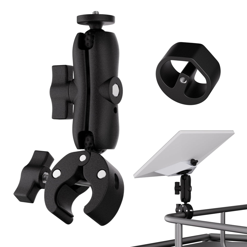 EAZUSE mount front view showing compact clamp and secure fit benefit