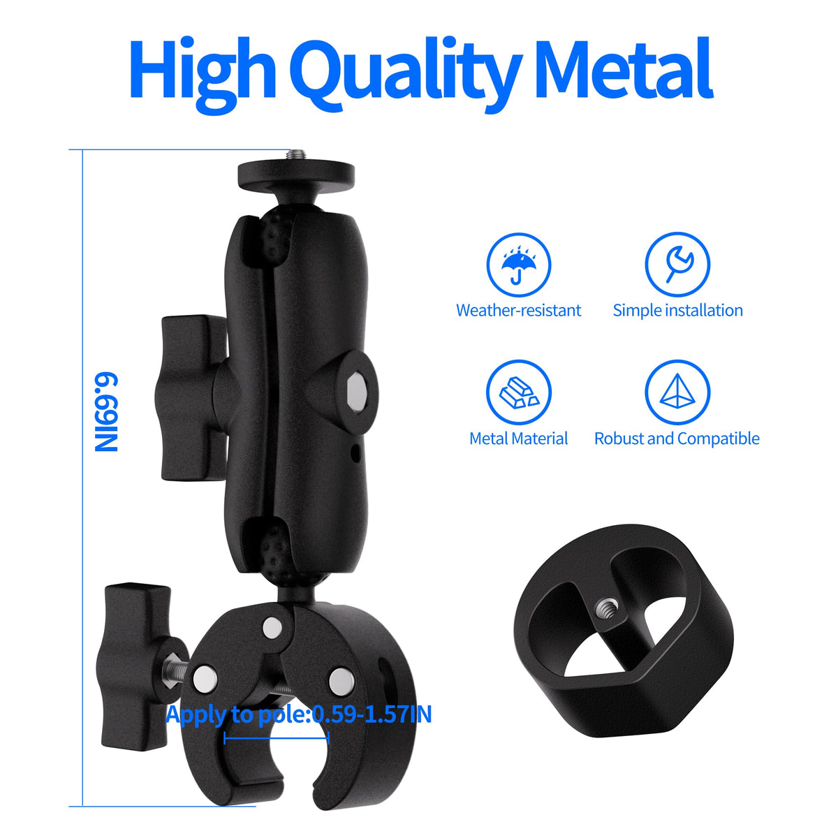 EAZUSE mount material finish closeup showing durable aluminum alloy