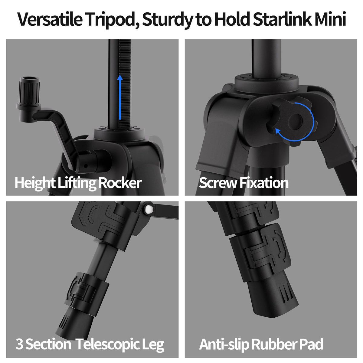 EAZUSE tripod beside a hand showing size and easy one-person setup