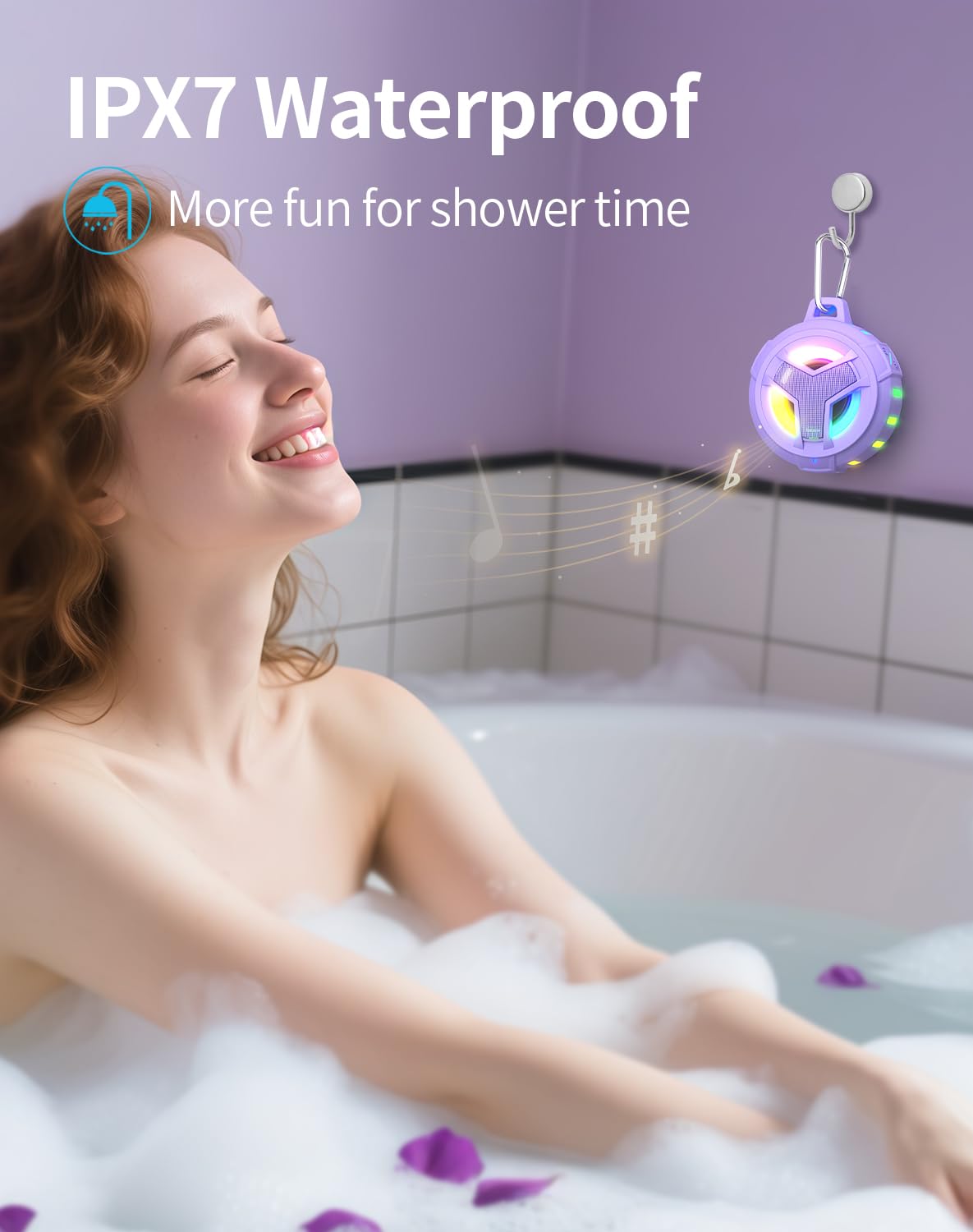 EBODA floating speaker in pool demonstrating waterproof floatation safety benefit
