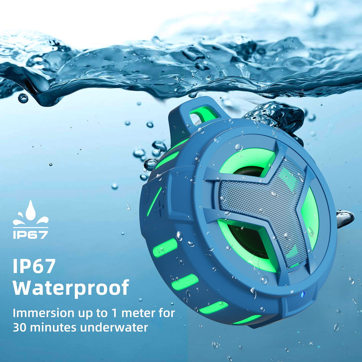 EBODA floating on pool water demonstrating buoyant waterproof safety