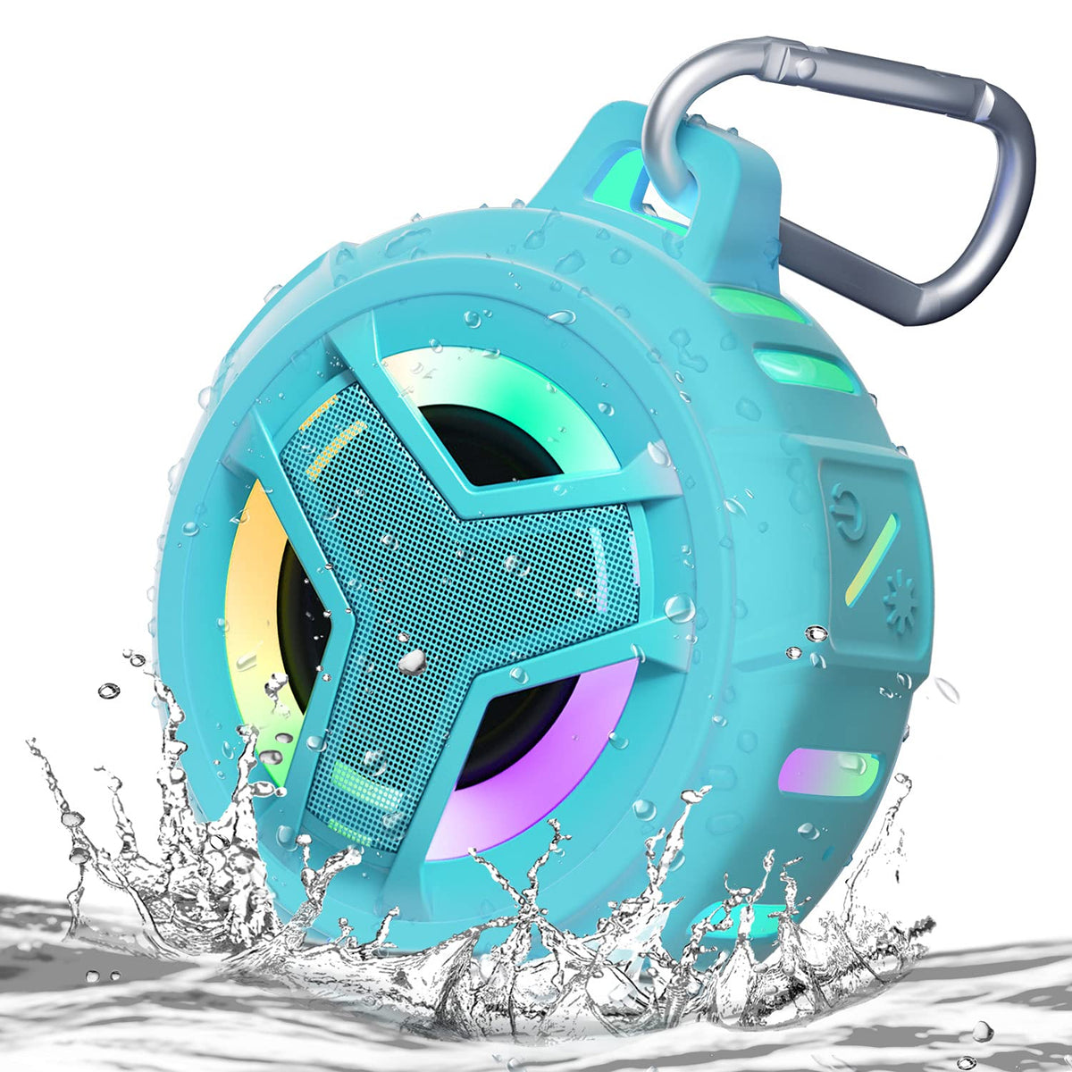 EBODA front view sky blue speaker showing compact design and branding, perfect for travel