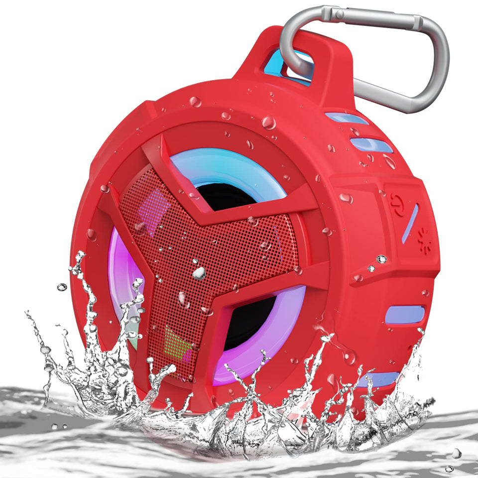 EBODA front view red speaker showing controls and logo, durable design benefit