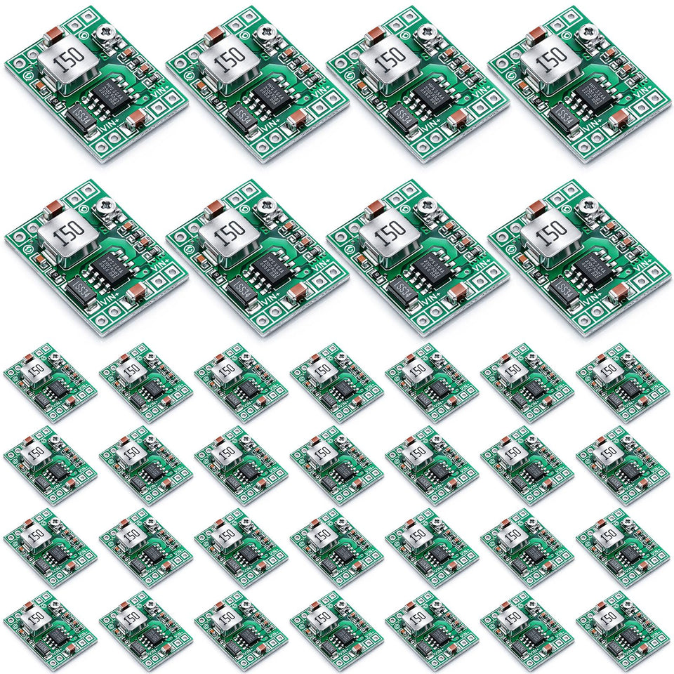 EBOOT MP1584EN buck converter front view with compact footprint for space-limited projects.