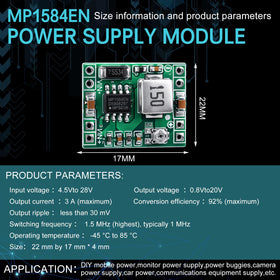 EBOOT MP1584EN buck converter side ports for easy wiring and quick setup.