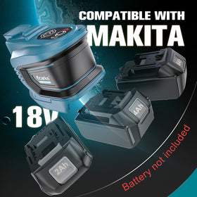 Ecarke held in hand next to Makita battery for scale, brand compact portable power benefit