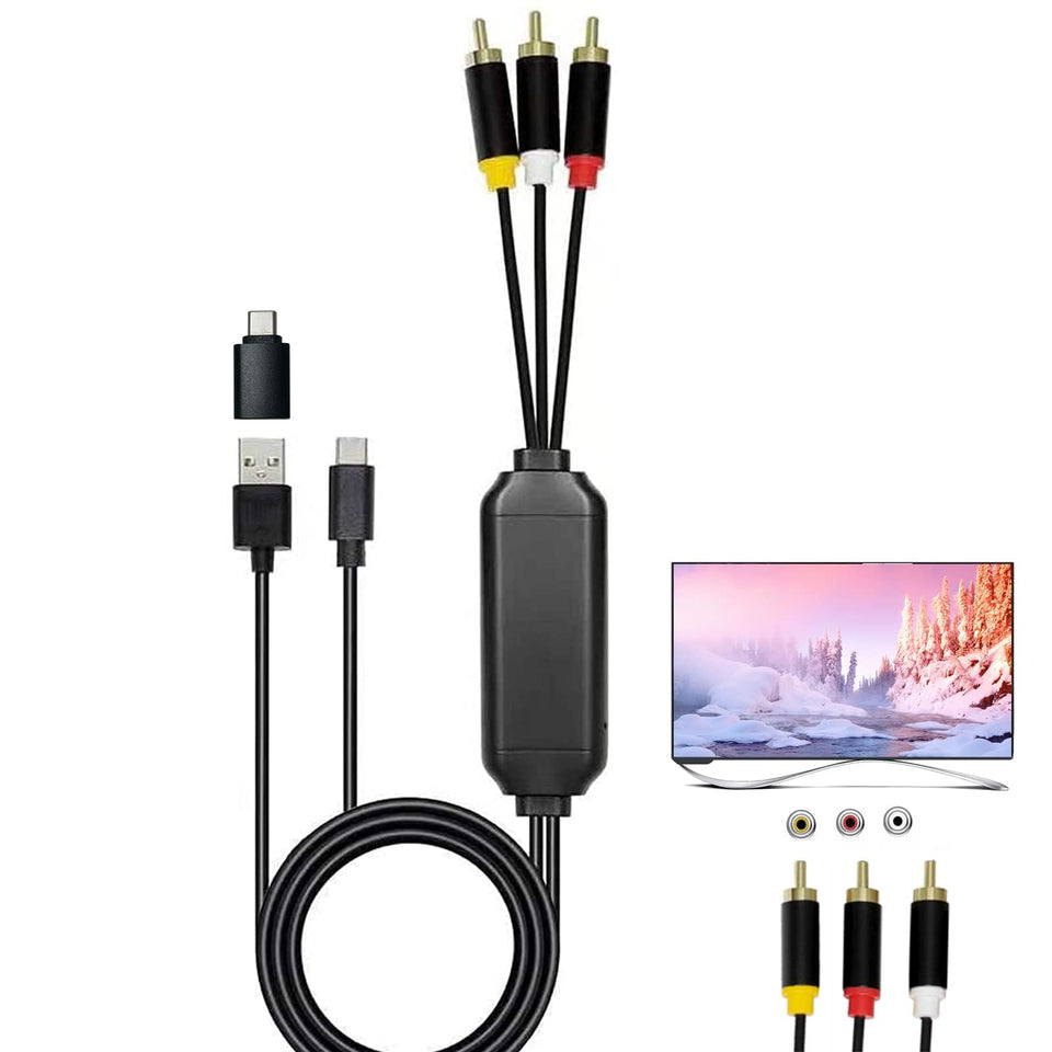 ECDREAM USB-C to RCA cable 6ft for easy TV mirroring