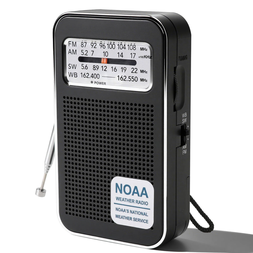 Echainstar rechargeable emergency radio with extended antenna for clearer reception.