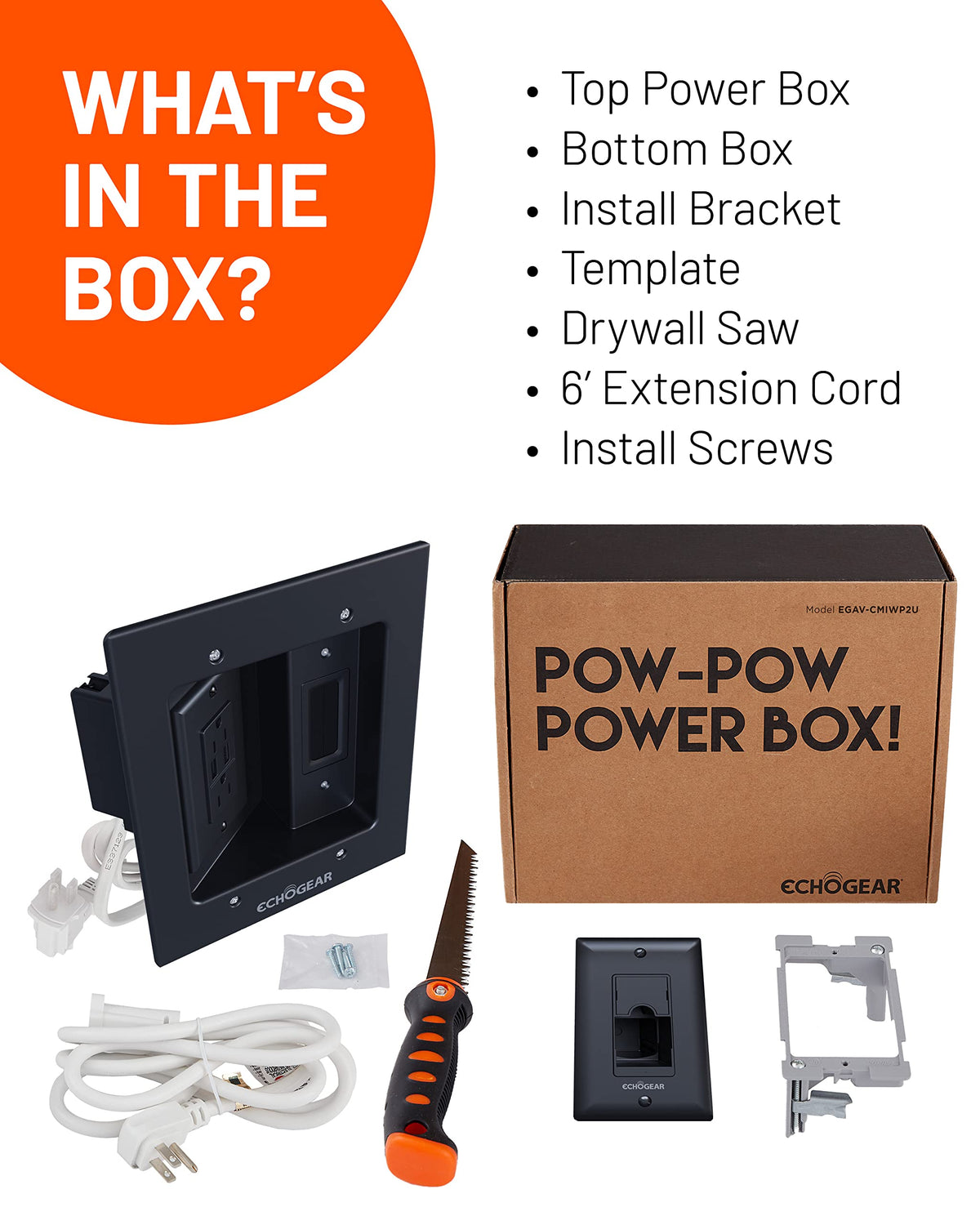 ECHOGEAR brush plate pass-through hides HDMI, Ethernet, and audio cables efficiently.