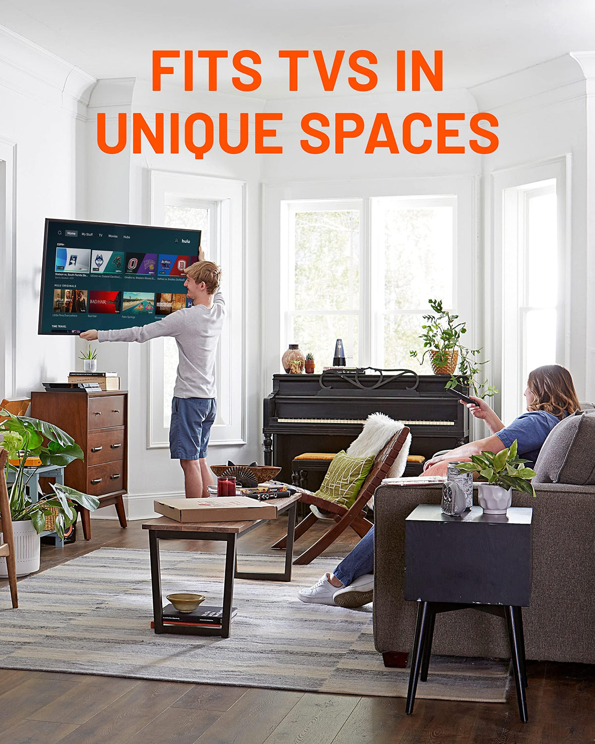 ECHOGEAR Corner TV Wall Mount in corner placement for optimal viewing angles