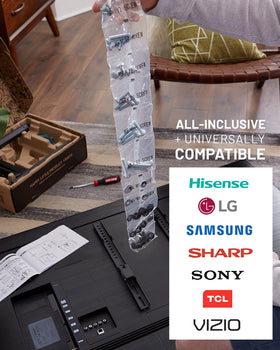 ECHOGEAR Corner TV Wall Mount ships with pre-sorted hardware for quick setup
