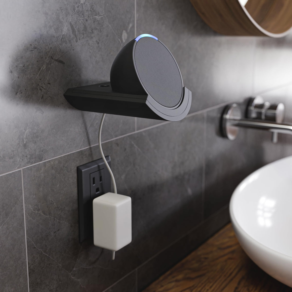 ECHOGEAR Echo Pop cable management keeps excess cord neatly stored.