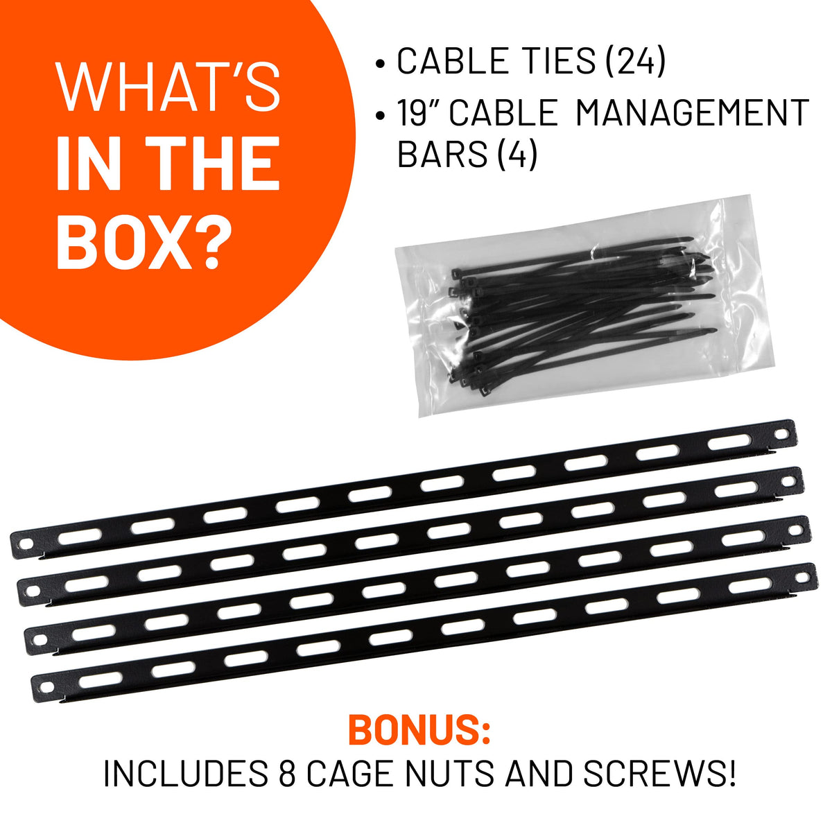 ECHOGEAR eight cage nuts for sturdy rack mounting