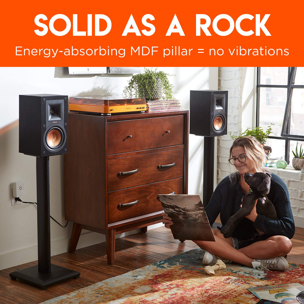 ECHOGEAR includes carpet spikes and feet for versatile floor setup