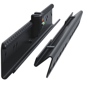 ECHOGEAR front view showing mounted TV and slim profile benefit