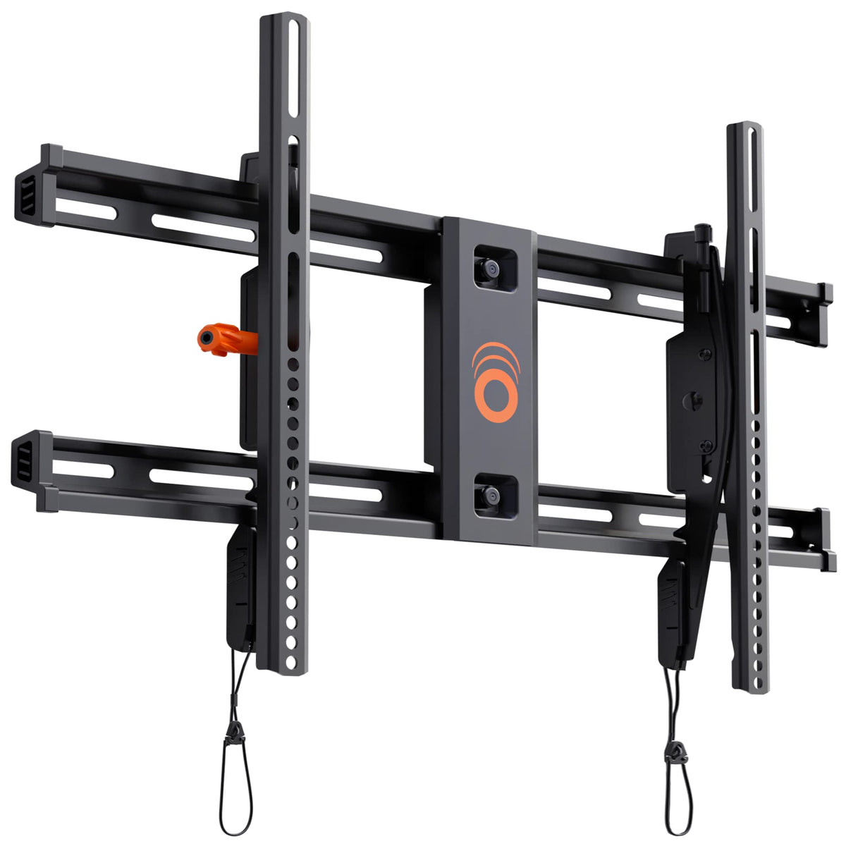 ECHOGEAR front view of mounted TV showing slim wall profile and neat appearance