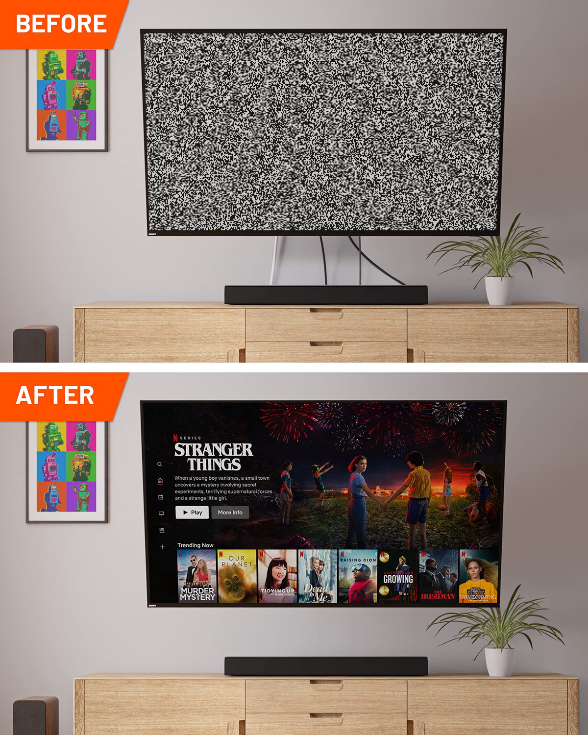 ECHOGEAR HDMI cables neatly pass through for clutter-free entertainment area