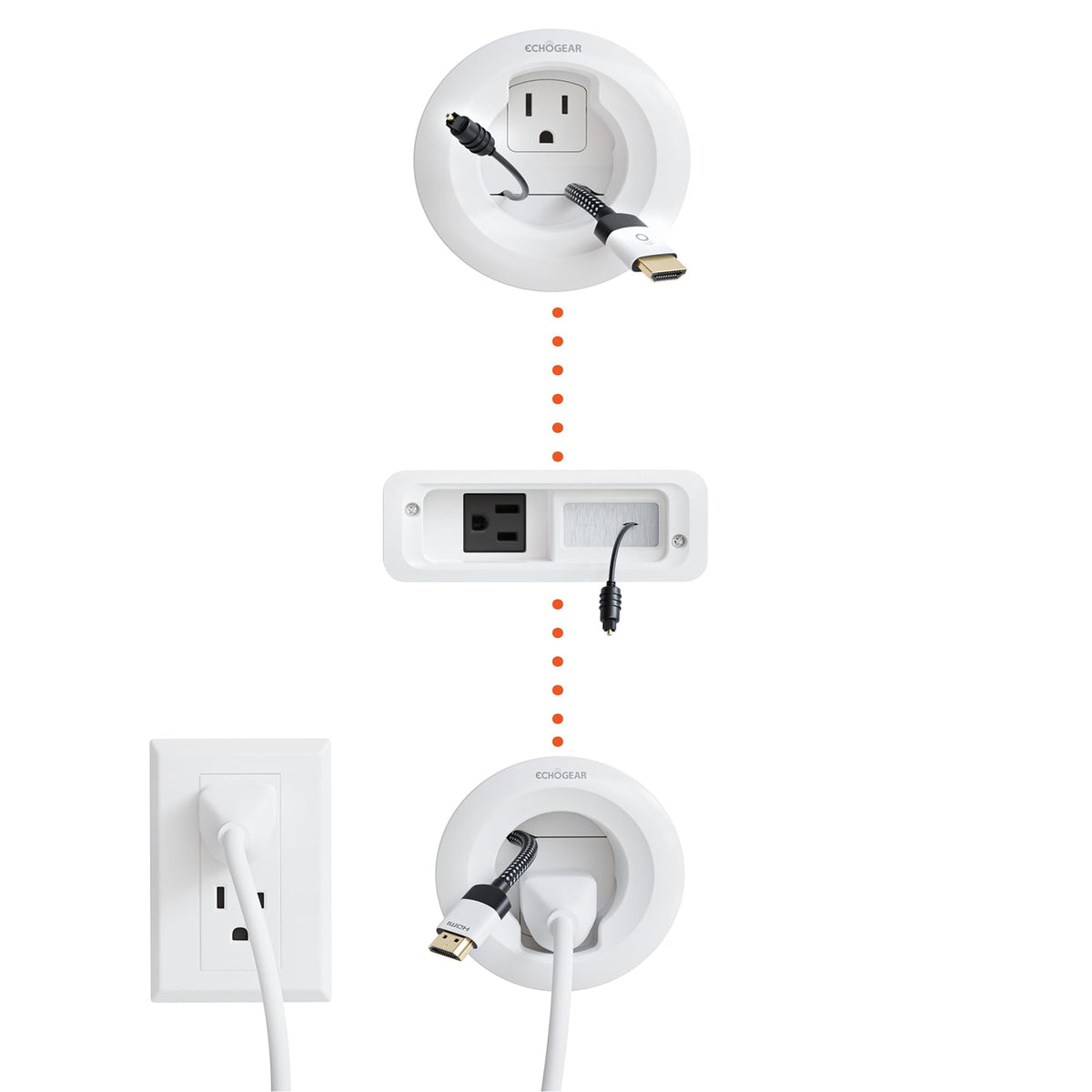 ECHOGEAR in-wall kit drill attachment for precise drywall cuts and clean installs.