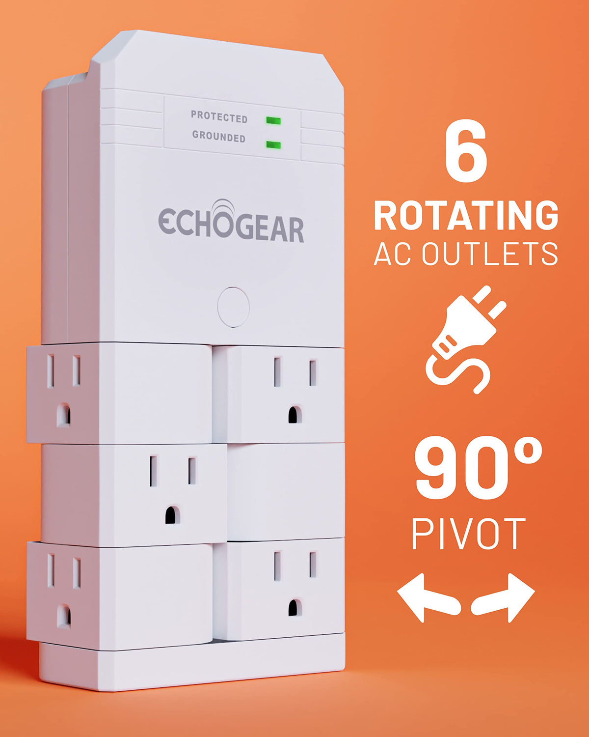 ECHOGEAR installed over existing outlet demonstrating quick, clean setup.