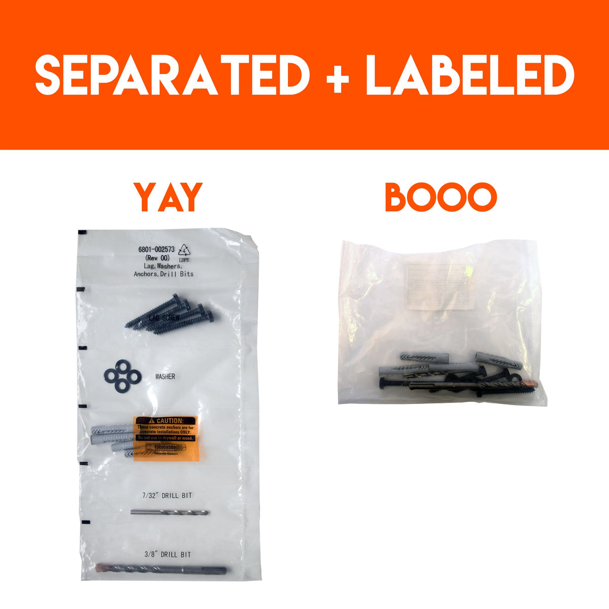ECHOGEAR lag bolt kit works with most TV mounts for flexibility.