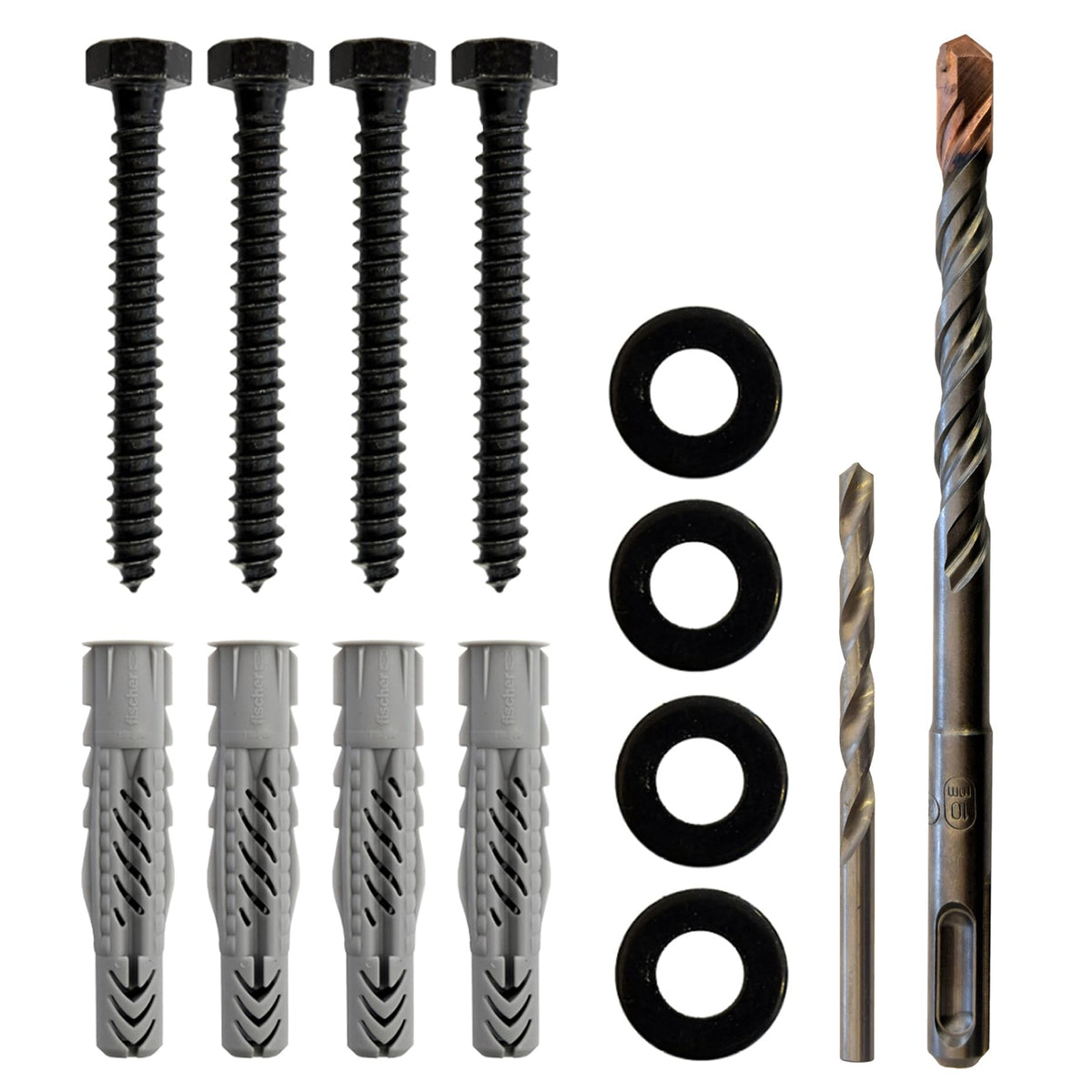 ECHOGEAR lag bolt kit for wood mounting secures TV to wooden studs.