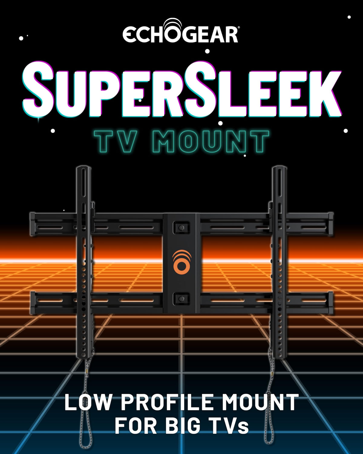 ECHOGEAR side view showing low 2.25 inch profile for sleek appearance