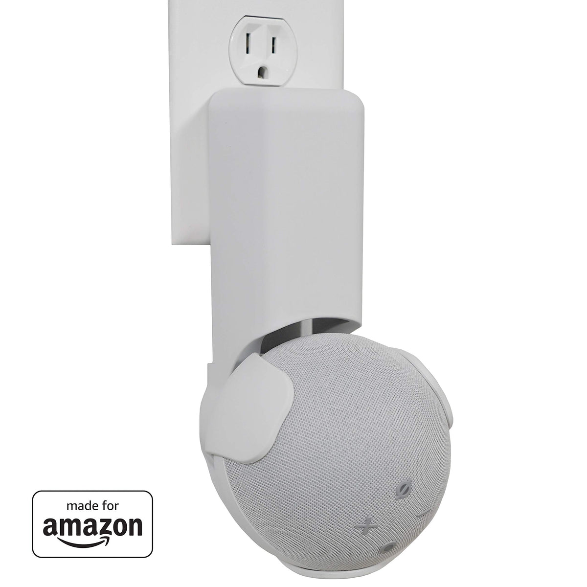 ECHOGEAR outlet hanger for Echo Dot 4th Gen hides cables for a clean setup.