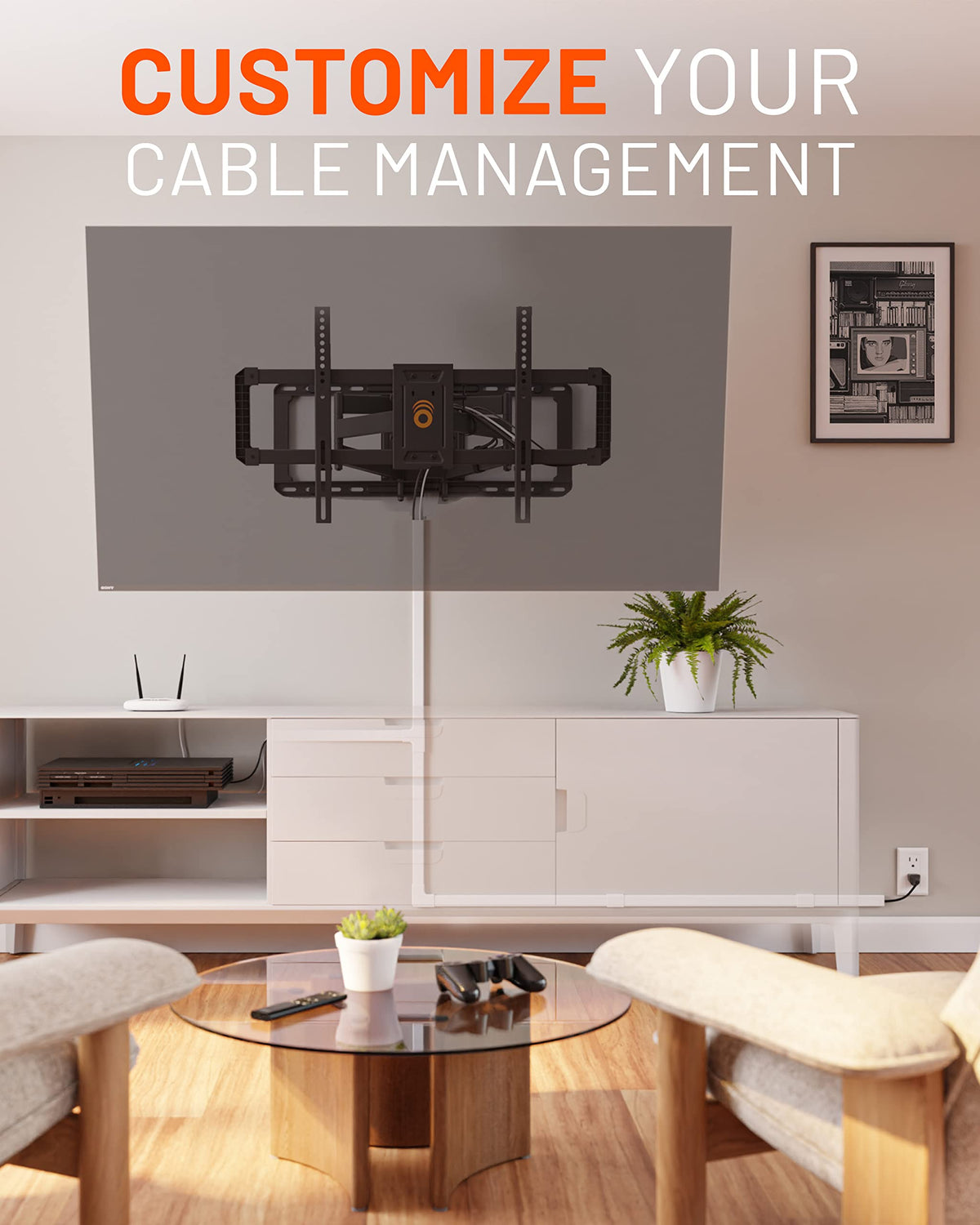 ECHOGEAR paintable cord cover blends with wall color for a seamless look