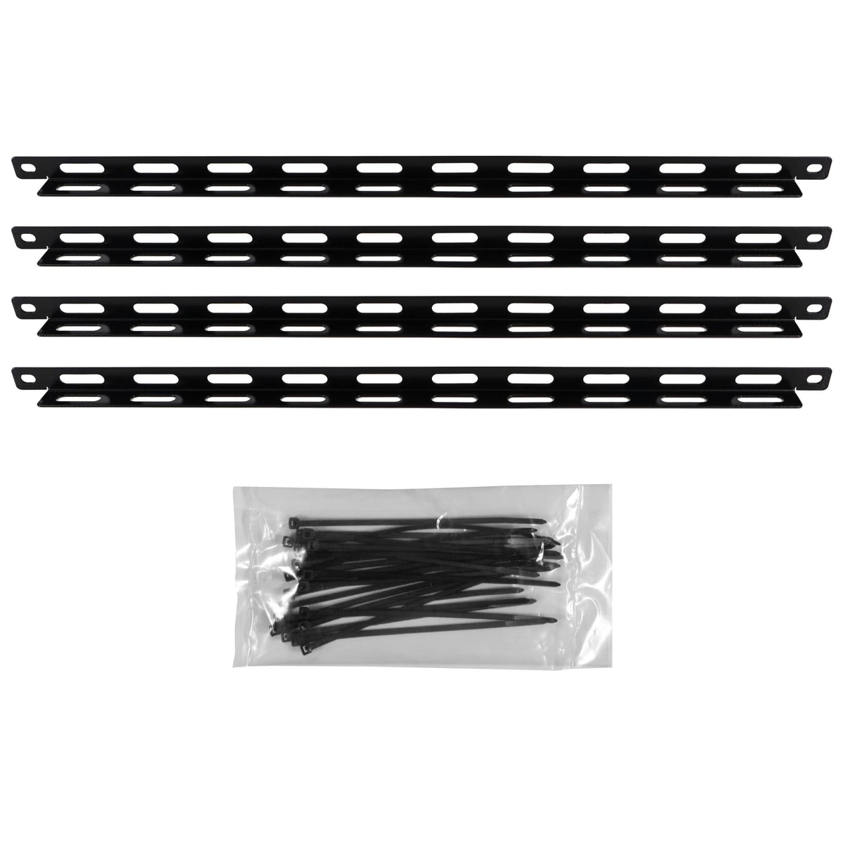 ECHOGEAR rack cable management tie bar kit front view with cleaner cables