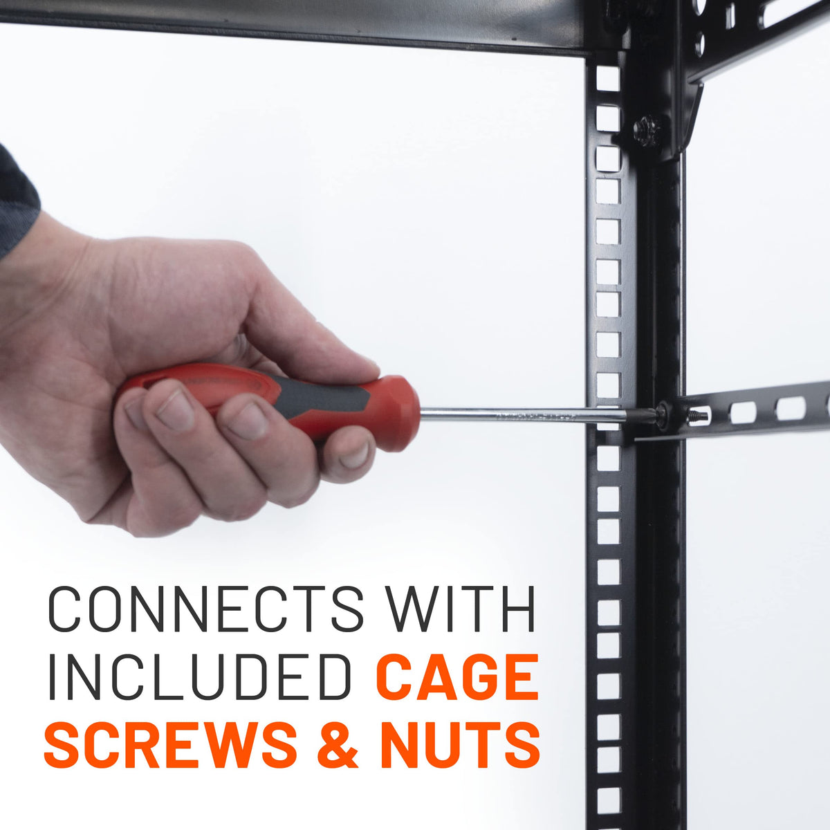 ECHOGEAR tie-bar kit installed on a 19-inch rack for tidy routing