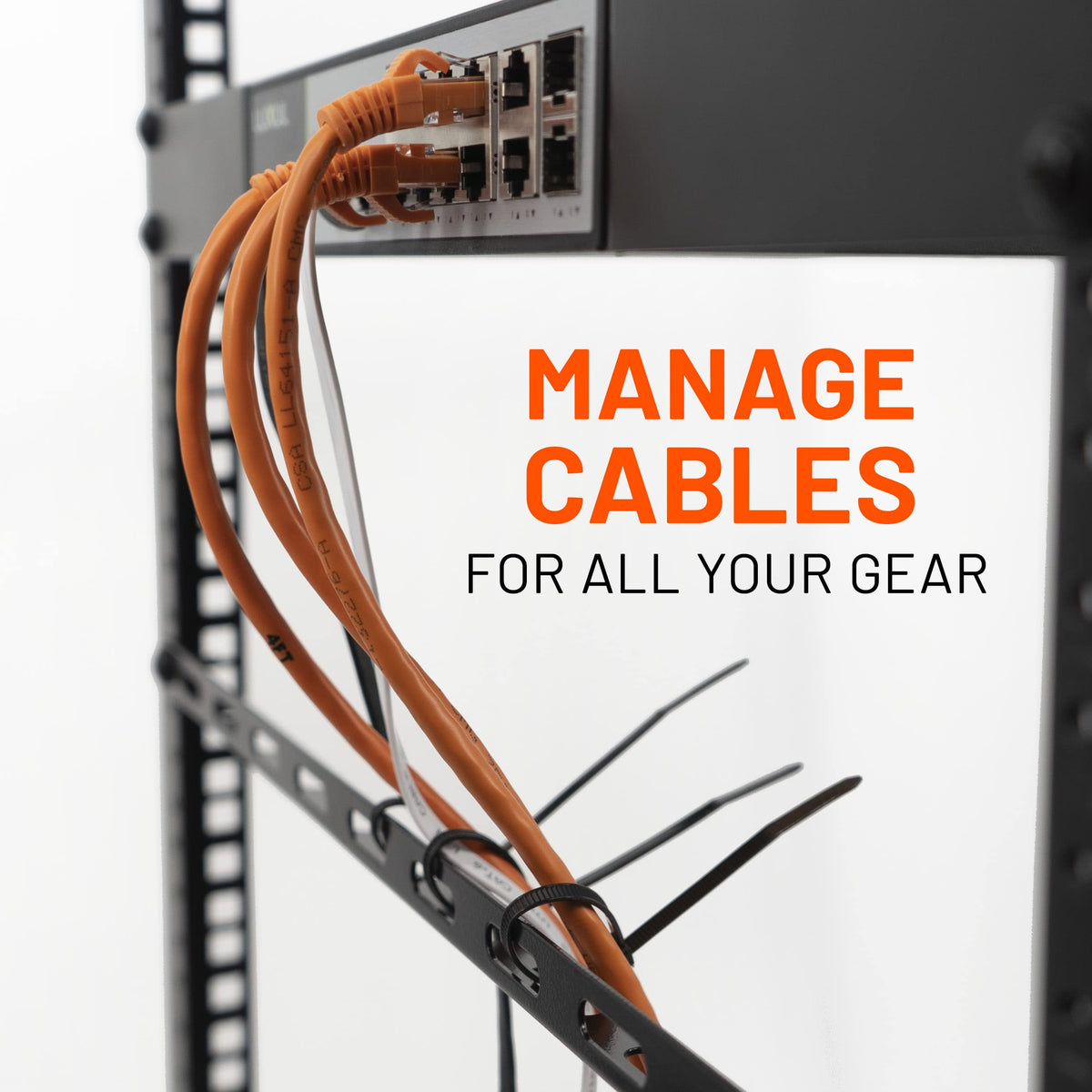 ECHOGEAR rack cable management tie bar kit side view for versatile mounting