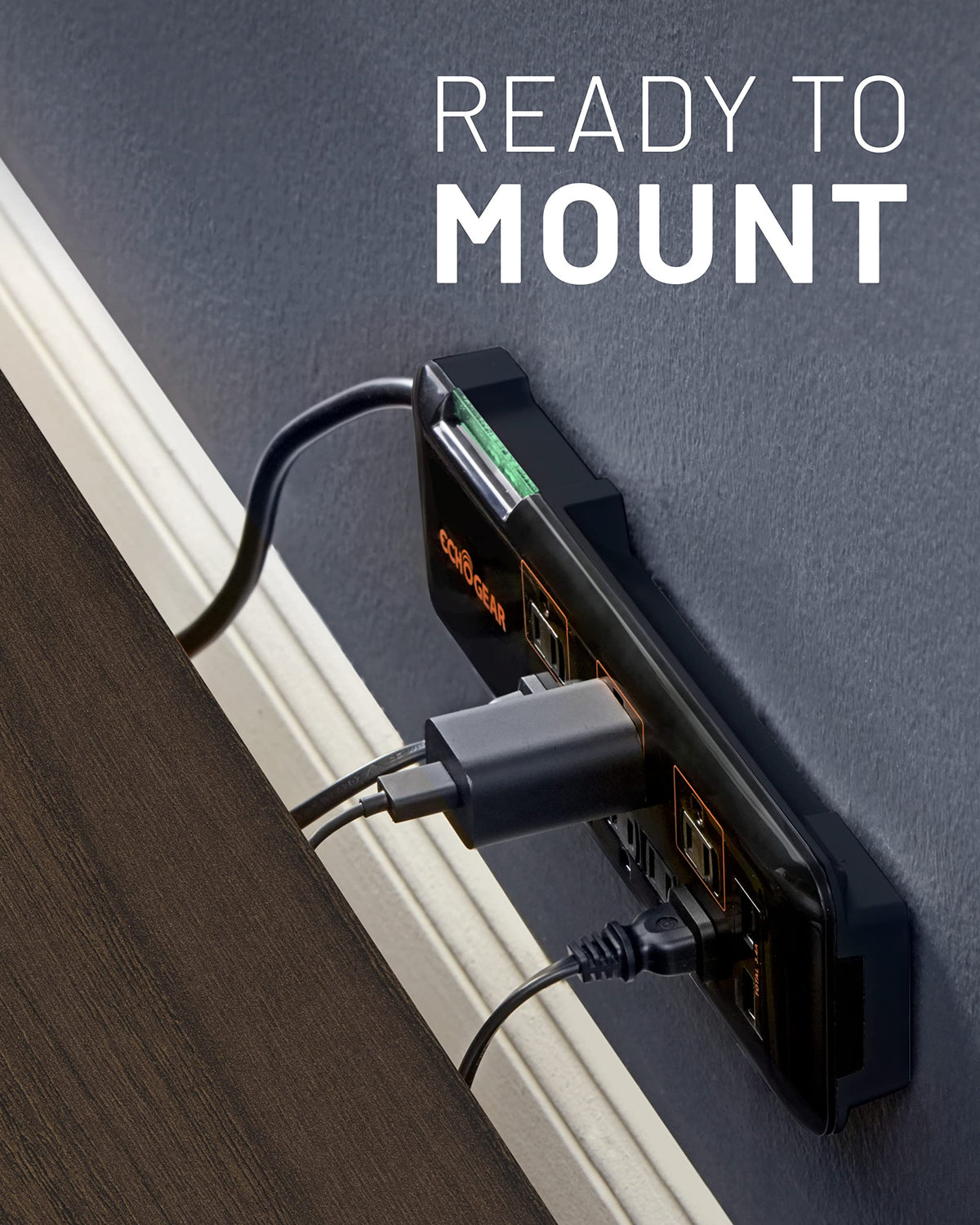 ECHOGEAR warranty card visual showing 5-year, $25k connected equipment protection included