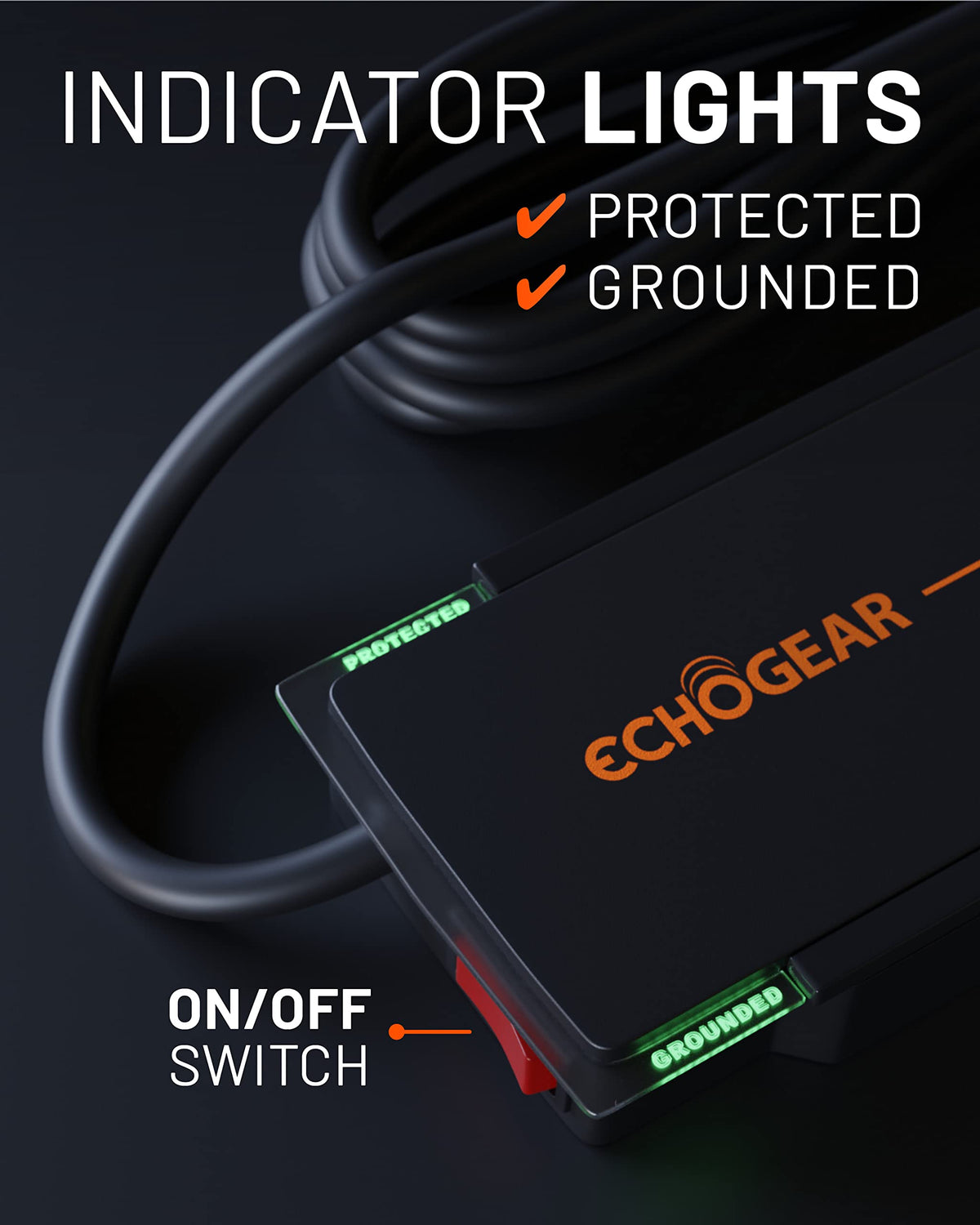 ECHOGEAR mounted behind a TV to save floor space and keep components protected